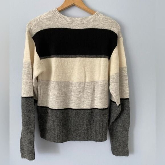 H&M L.O.G.G. Striped Sweater, Size XS, Neutral Gray Black and White Stripes - Picture 2 of 9